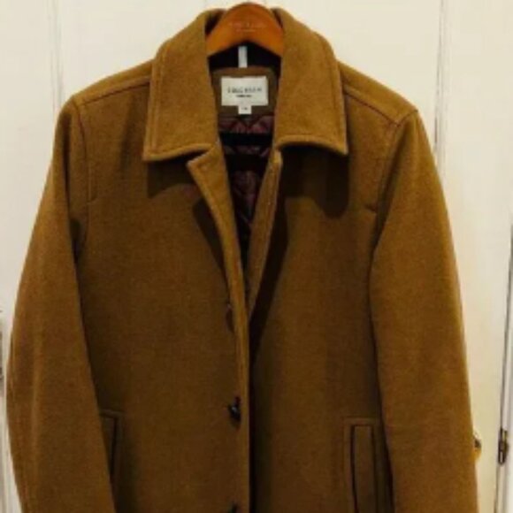 Cole Haan Signature Men's Button Up Wool Coat Size Large Color Camel - Picture 1 of 8